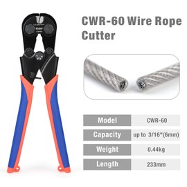 iCrimp Stainless Steel Cable Cutter, Up to 6.0mm2 for Aircraft Cable, Piano Wire Rope, Bicycle Cable, Cable Railing