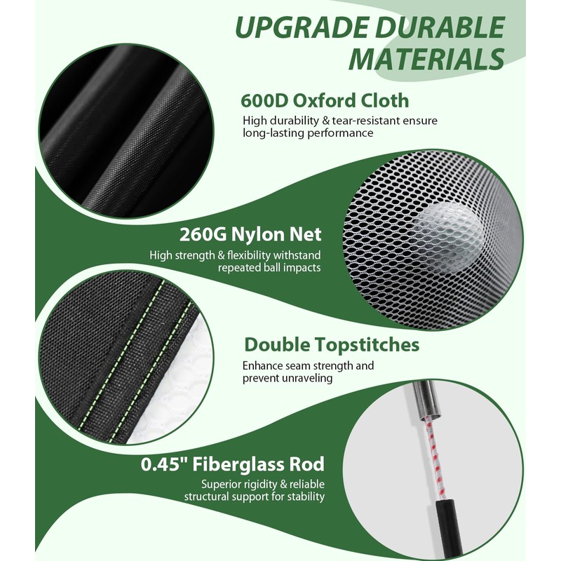 Golf Net, 10x7ft Golf Hitting Aid with Foldable Tri-Turf Mat,
