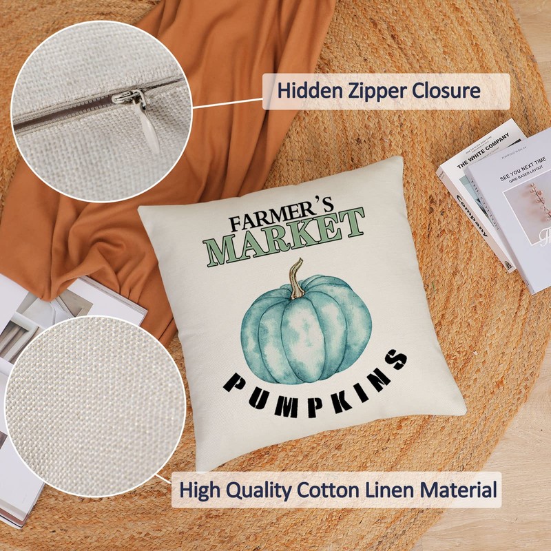 Set of 4 Fall Pillow Covers 16x16 Inch Thanksgiving Throw