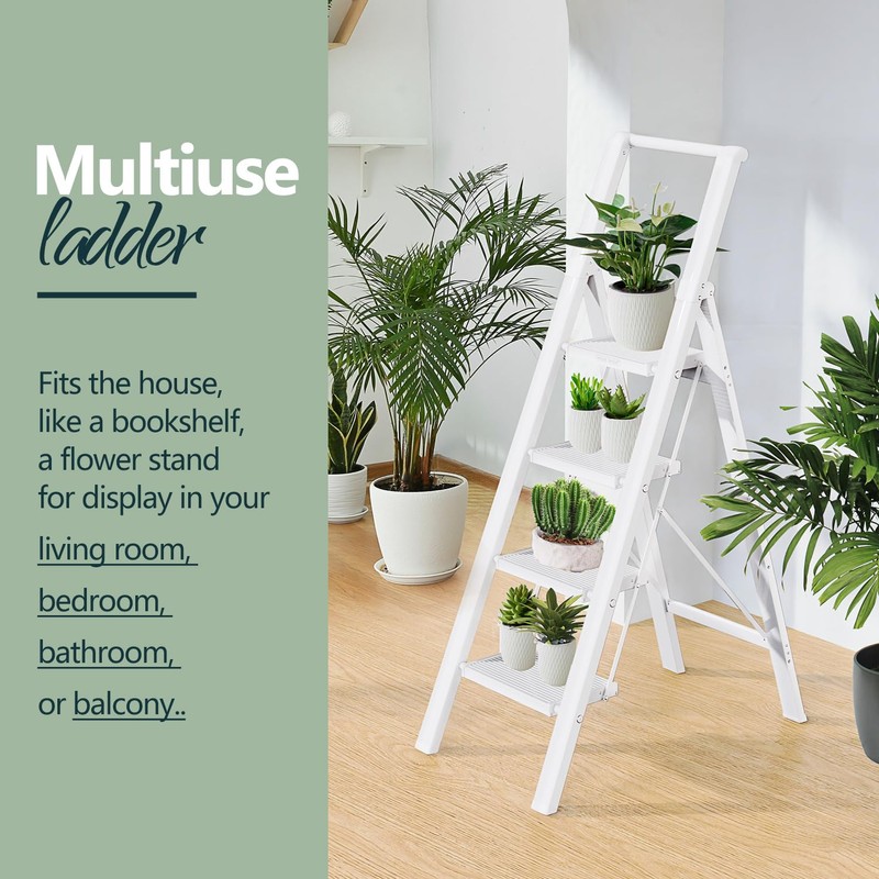 WOA WOA 4 Step Ladder, Stepping Ladder with Wide Rungs,