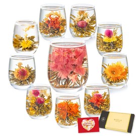 RIMTAE Present, Popular Gift, Carnation, Flower, Blooming Tea, Craft Tea, 10 Types, Assortment, Set, Individual Packaging, Jasmine Tea, Flower Tea, Chinese Tea