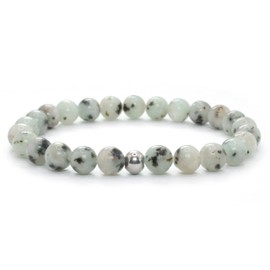 Echtes Lotus Jaspis Edelstein Armband mit 6mm Perlen - verschiedene Längen - Heilstein Schutzstein Talisman Glücksbringer Geschenk (Lotus Jaspis, 20CM)