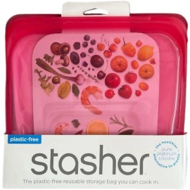 Stasher Reusable Storage Bag 28oz Sandwich Raspberry