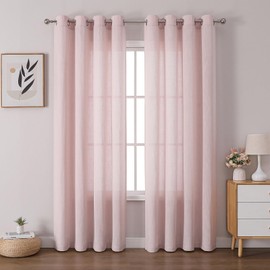 Ravorrato Farmhouse Curtains for Living Room Light Filtering 95 Inch Curtains 2 Panel Set Window Drapes for Bedroom Privacy Semi Sheer Neutral Country Dining Room Nursery Curtain Panels Blush Pink