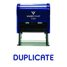 Duplicate Self-Inking Office Rubber Stamp (Blue) - Medium