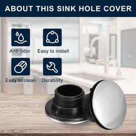 sourcing map Sink Hole Cover Brushed Stainless Steel, Faucet Hole Cover for Kitchen Countertop Counter Space, 2 Packs (1.1 to 1.5 Inch in Diameter)