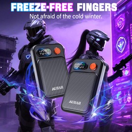 AUIIAH Hand Warmers Rechargeable 2 Pack - Magnetic, LED Display, 4 Heat Levels, Gift for Men Women, USB-C, Reusable, Lanyard, Electric Hand Foot Warmer, Fits Gloves, Golf, Camping, Walking, Hunting