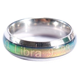 Acchen Mood Rings 12 Constellation Changing Color Emotion Feeling Finger Ring with Box (Libra, 8)