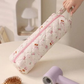 Large Capacity Hair Dryer Storage Bag, Portable Polyester Hair Styling Tool Organizer, Lightweight Travel Pouch with Floral and Decorative Patterns