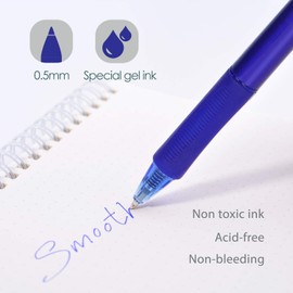 Larkpad Retractable Erasable Gel Pen Clicker - 3 Black/3 Blue, Fine Point 0.5mm for Completing Sudoku and Crossword Puzzles