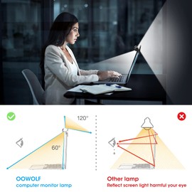 Monitor Light Bar,OOWOLF Screen Light Bar for Laptop,Keyboard light,CRI≥95 Desk Lamp for Eye-Caring,No Glare,Dual Light,Filter Blue-Light,3-Color Mode,Memory Dimming,Computer Lamp for Desk/Office/Home