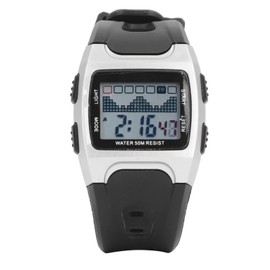 50m Waterproof Sports Watch LED Night Light Calendar Alarm Multifunctional Vintage Rubber Band Digital Sports Watch Silver