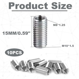 Pack of 10 threaded insert M10 to M8, threaded inserts, helicoil M8, screw nut M10, threaded sleeve, thread adapter for automobiles, steam turbines, mechanical, devices