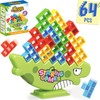 WOWNOVA Dinosaur 64PCS Stacking Tetra Tower Game for Kids Family