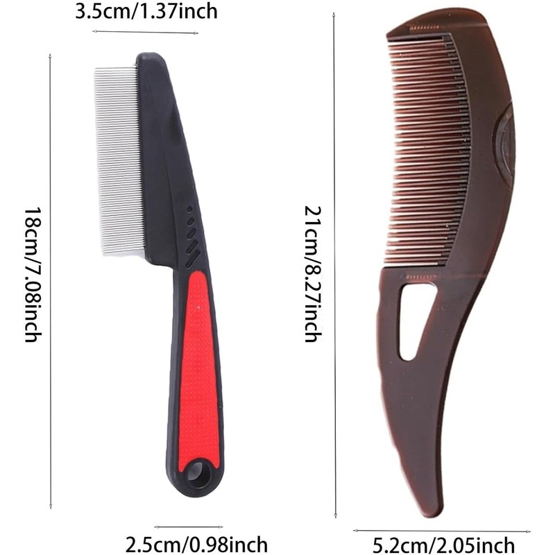 2 PCS Dandruff Comb, Stainless Steel Fine Tooth Comb, Scalp