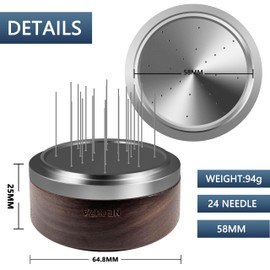 NEOUZA Palm WDT Rotating Espresso Stirrer with Lid 24 Pins 3 Lengths Cut to Size Distributor Leveler Accessories for Coffee Machines Portafilter (58mm)