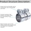 Exhaust Clamp Stainless Steel Pipe Connector Diameter 50 55 60