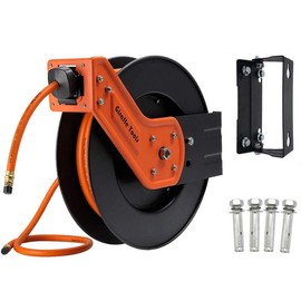Giraffe Retractable Air Hose Reel Swivel with 3/8 in. x 25 ft Hybrid Hose, 300 PSI Industrial Wall Mounted Compressor Hose Reel Heavy Duty