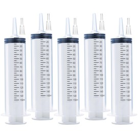 5 Pack 150ml Reusable Plastic Syringe Individually Packaged for Scientific Labs and Dispensing Long-term Multiple Uses