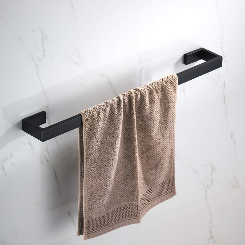 JunSun Matte Black Bath Towel Bar 24 Inch Bathroom Towel