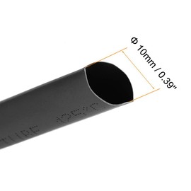 Unifizz Heat Shrink Tubing 10mm Dia 17mm Flat Width 2:1 Ratio Shrinkable Tube Cable Sleeve 7m - Black