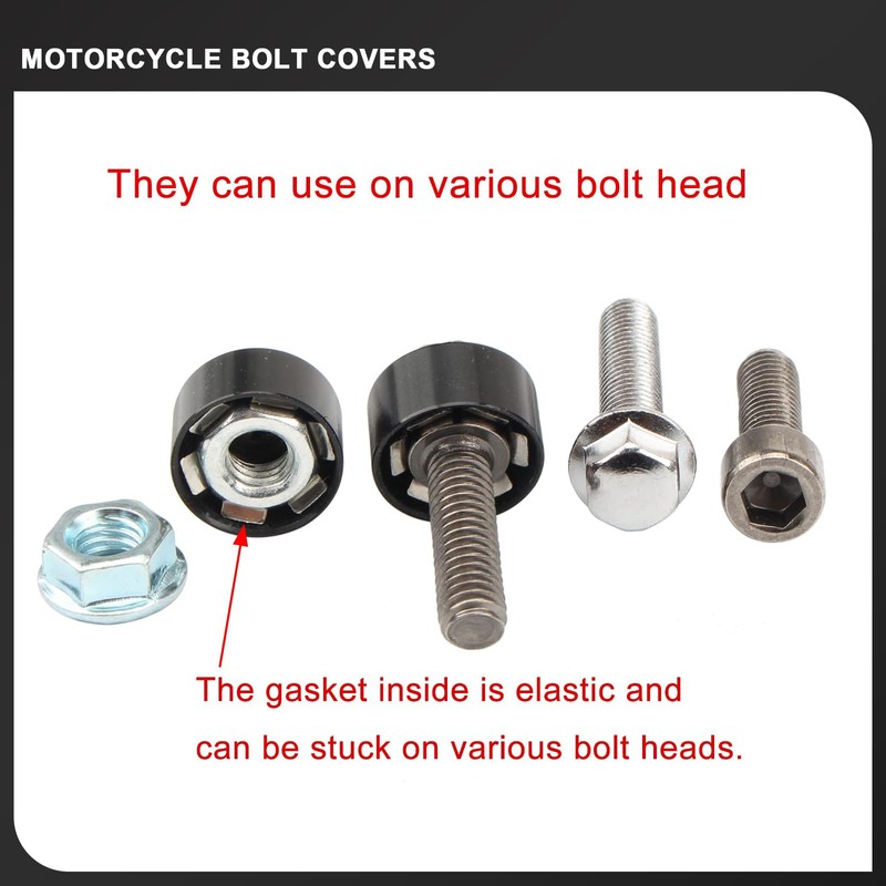 62PCS Motorcycle Bolt Covers Engine Head Bolts Toppers Cap for