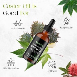 SANOOR Elixir de Aceite de Ricino Jamaicano Glow | 100% Puro y Natural - Aceite de Alta Calidad para el Crecimiento del Cabello, Pestañas y Cejas | In
