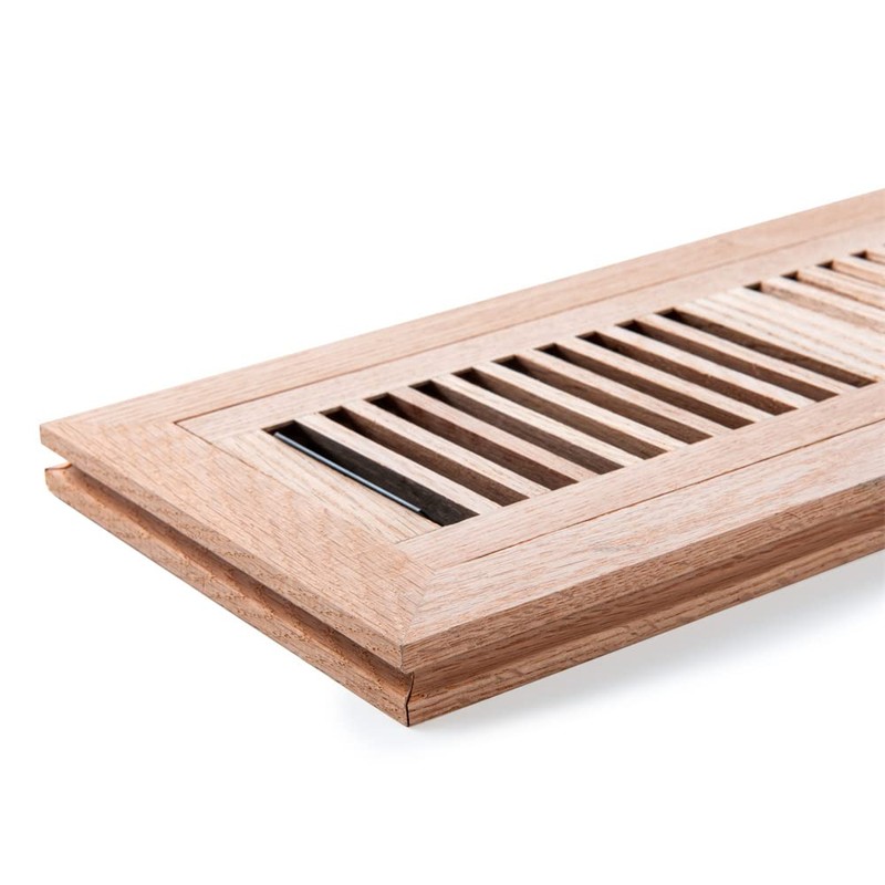 White Oak Hardwood Flush Mount Floor Register, 4X12 Inch, with