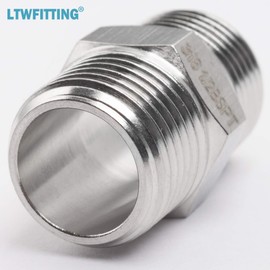 LTWFITTING Stainless Steel 316 Pipe Hex Nipple Fitting 1/2-Inch Male BSPT Air Fuel (Pack of 5)