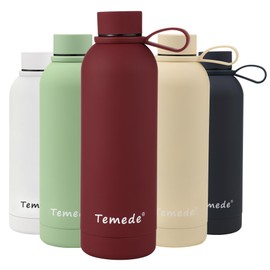 Temede Large Stainless Steel Insulated Water Bottle 1L, Vacuum Flask BPA-Free, 12hrs Hot & 24hrs Cold Drinks, Thermal Metal Sports Bottles, Leakproof Double Wall Drinking for Kids, Gym, Running,Travel