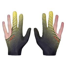 Pack of 2 Billiard Gloves Snooker Glove Left and Right Hand Billiard Pool Gloves, 3 Fingers Billiard Pool Snooker Cue Gloves Billiard Accessories for Men Women (Yellow)