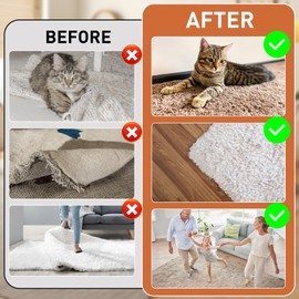 Rug Pads Grippers, Washable & Reusable Rug Grippers for Laminate,Anti-Slip Grippers for Carpet Grips Mat on Tile Floor (12)