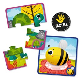 Lisciani Montessori Baby Tactile Puzzle - Educational Game - 6 Puzzles of 4 Pieces - For Children from 1 to 4 Years - Sensory and Autonomy Development - Made in Italy