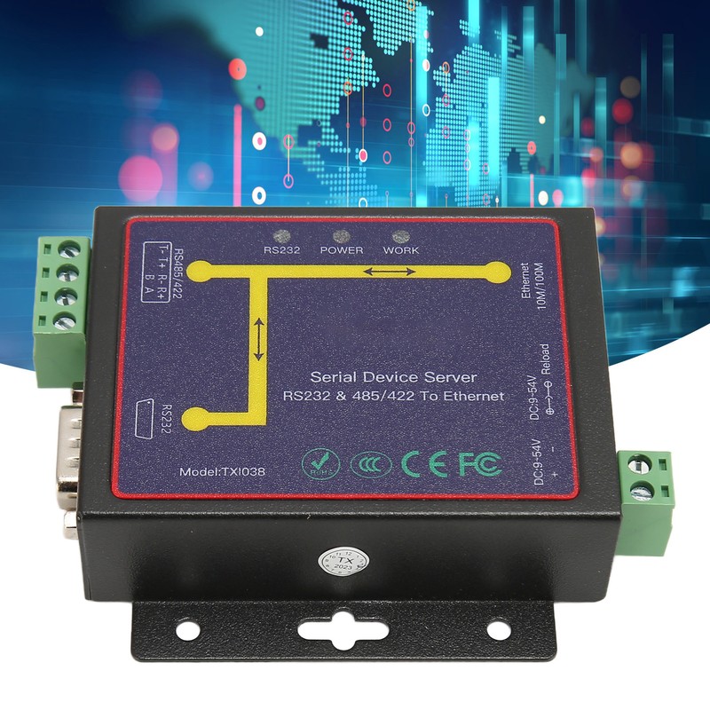 RS232 RS485 RS422 Serial to Ethernet Adapter 10M 100M RJ45