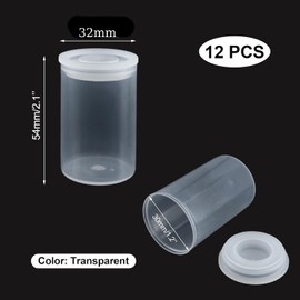 Transparent Film Canisters with Lids, 12 Empty Small Film Canisters, Suitable for Arts, Crafts, Sewing Storage, Organizing Beads, Fishhooks, Supplements, Clear Containers for Home and School Use