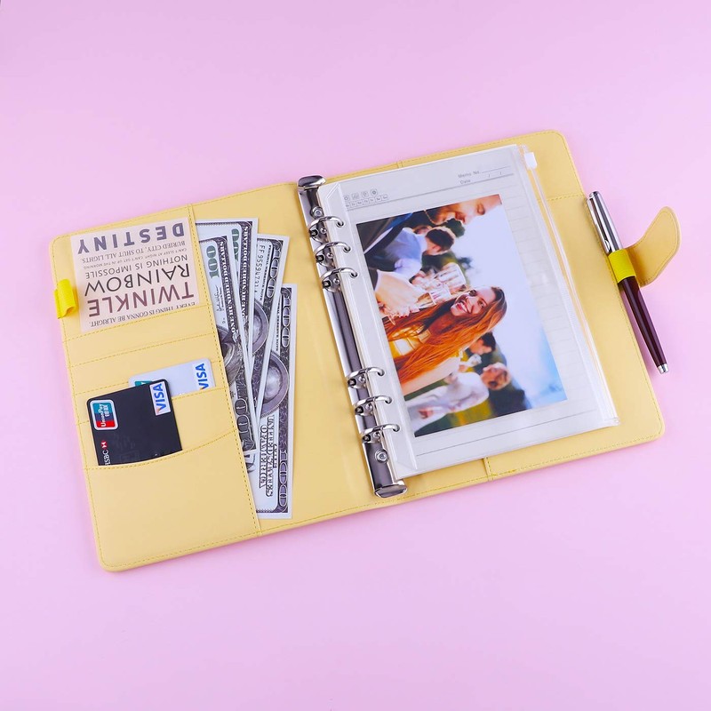 Antner A5 PU Leather Binder 6 Ring Notebook Binder Cover