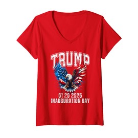 Womens TRUMP Inauguration 2025 President 75th Ceremony Souiveneer V-Neck T-Shirt