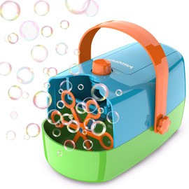 Bubble Machine, 3 in 1 Bubble Maker, Bubble Blower with Replaceable Bubble Wands, 8000+ Colorful Bubbles Per Minute, Operated by Plug-in or Batteries, Bubble Toys for Indoor Outdoor Birthday Party