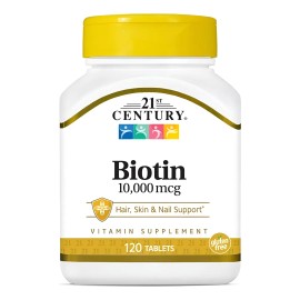 21st Century Biotina Cabello Piel Uñas 10,000 Mcg