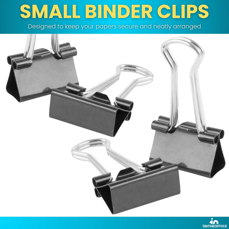 1InTheOffice Small Binder Clips, Binder Clips Small, Paper Clamps, Paper