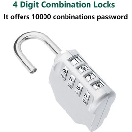 Combination-Lock 4 Digit Outdoors Waterproof Padlock Number Lock for School Gym Locker, Sports Locker, Fence, Gate, Shed,Toolbox, Case, Hasp Storage (Silver)