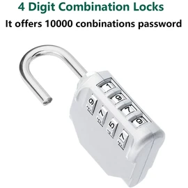 Combination-Lock 4 Digit Outdoors Waterproof Padlock Number Lock for School Gym Locker, Sports Locker, Fence, Gate, Shed,Toolbox, Case, Hasp Storage (Silver)