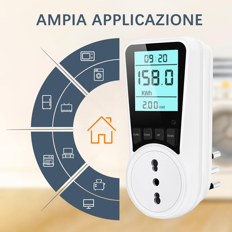 Besvic Electric Consumption Meter, Electric Power Meter with LCD Screen