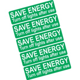 Save Energy Stickers - Light Switch Stickers - Turn off Lights or Appliances - 6.6cm Wide (Pack 10, Green - Save)