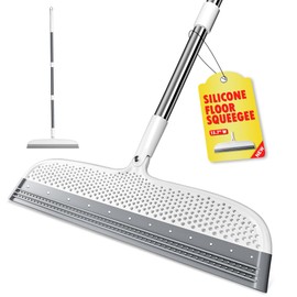 Silicone Floor Squeegee, 180° Rotating Air Broom, Squeegee for Floor with a Long Handle, Magic Broom for Water and Pet Hair Removal on Bathroom Floors, Tile, Deck and Glass, Indoor Cleaning Tool