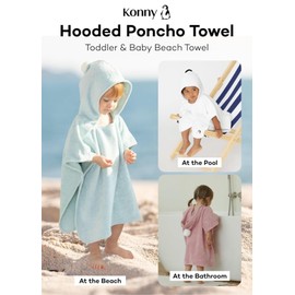 Konny Baby Bath Towels, Blankets, Gift for Baby: Cotton Hooded Poncho, Oeko-TEX, Ultra Soft & Quick-Dry, Boys & Girls(Mint, Large)