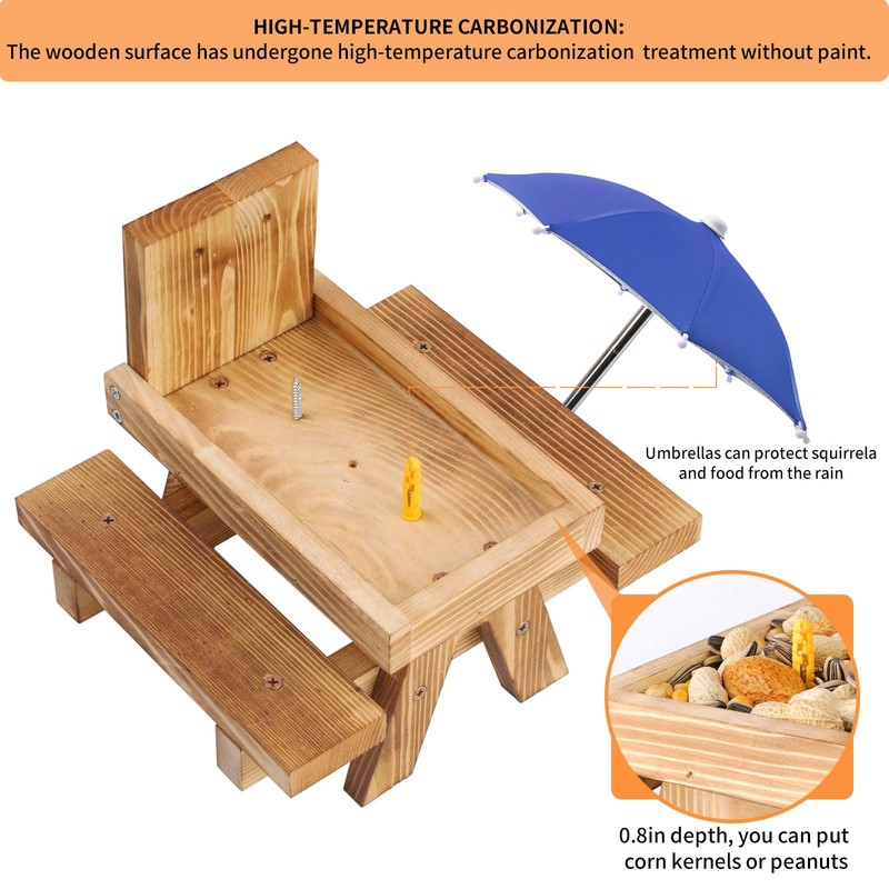 Gnodary Squirrel Feeder with Umbrella, Squirrel Feeders for Outside, Squirrel