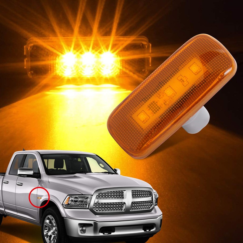 HUSUKU 4PCS Dual Cab Bed Fender LED Side Marker Lights