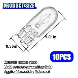 ZIMISI 10PCS T10 12V 5W Car Flat Foot Mini Lights, Quartz Glass Halogen Width Indicator Lights, Car Instrument Bulb Replacement Accessories for Brake/Turn Light, Taillight (T10)