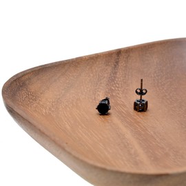 5MM Sterling Silver Cubic Zirconia Black Diamond Studs Earrings Post Backs, Black Rhodium Plating